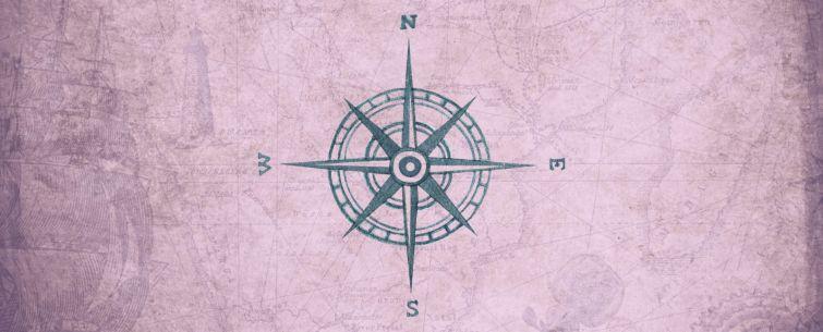 A map on the background and a compass, symbolizing the exploration of leadership styles to find your territory,