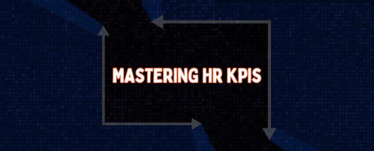 An image of a black square on a blue background and the text 'Mastering HR KPIs" in the center.