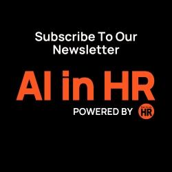 On a black background is the text "Join Our Newsletter AI in HR powered by Hacking HR"