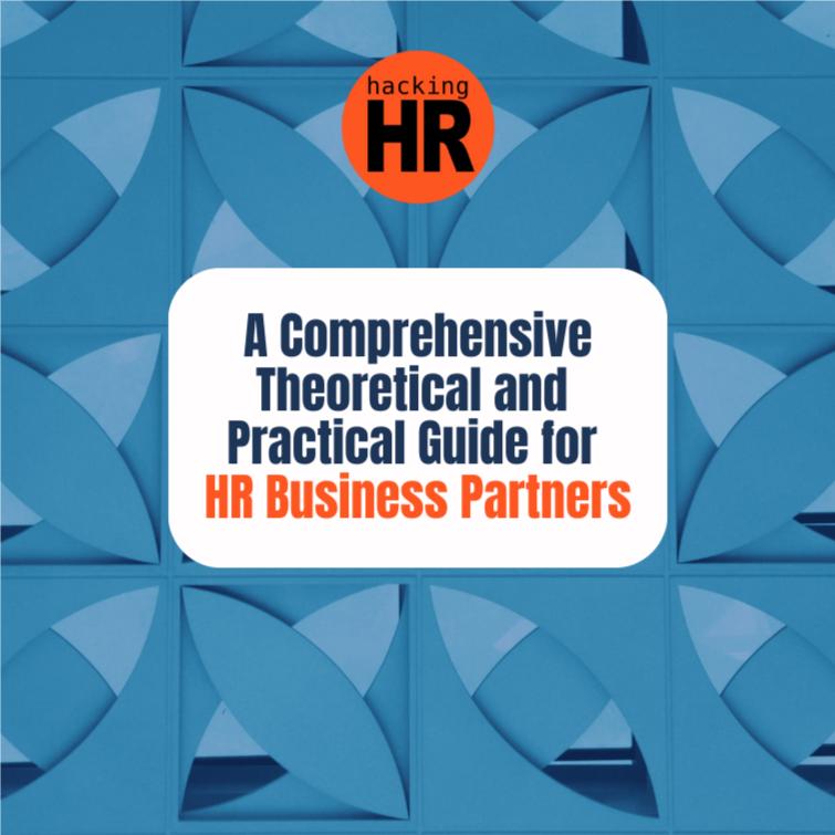  Geo background with Hacking HR logo and title "A Comprehensive Theoretical and Practical Guide for HR Business Partners"